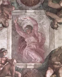 God Dividing Light from Darkness, from the Sistine Chapel Ceiling, 1508-12 (pre-restoration)